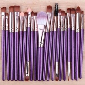 20 Piece Eye Makeup Brush Set Purple  Cosmetic Applicator NIP